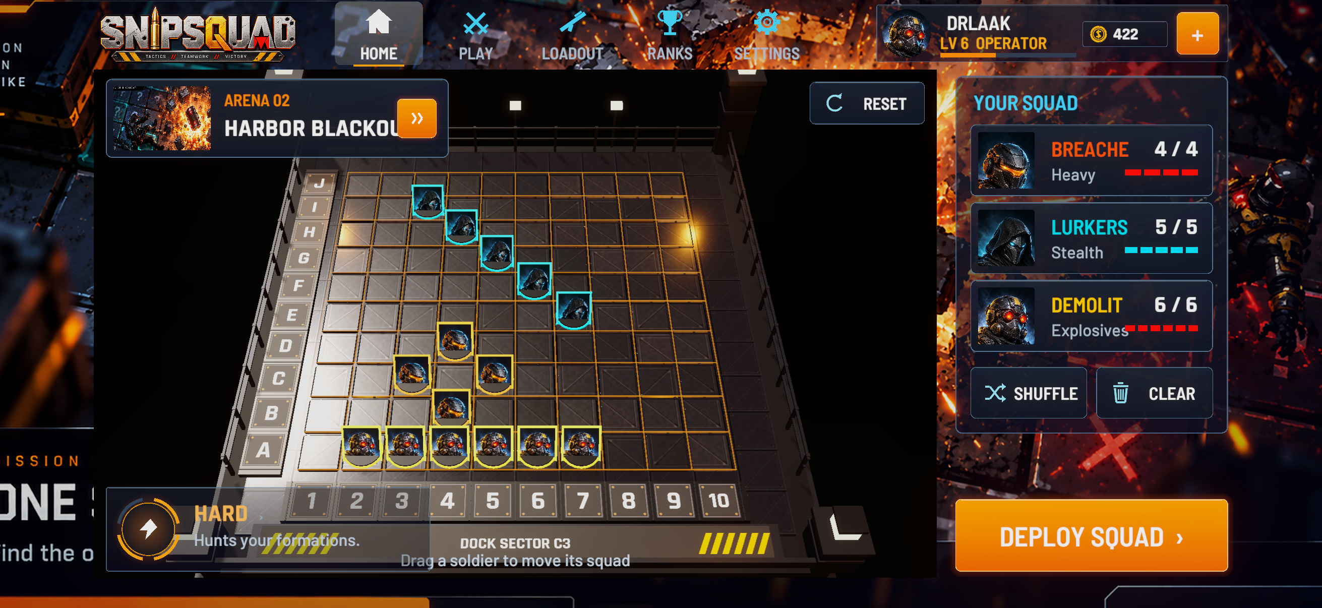 Latest SNIPSQUAD squad deployment screen